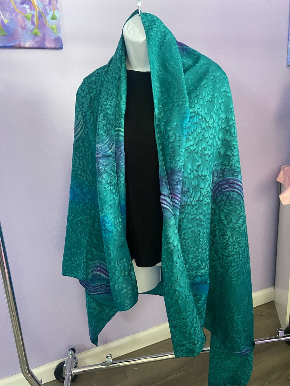 Wrap/scarf/shaw Teal Green n Purple Patterned Women's accessories polyester